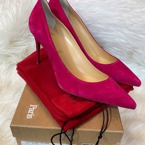 Christian Louboutin Bomba Pink Kate 85 Suede Pumps